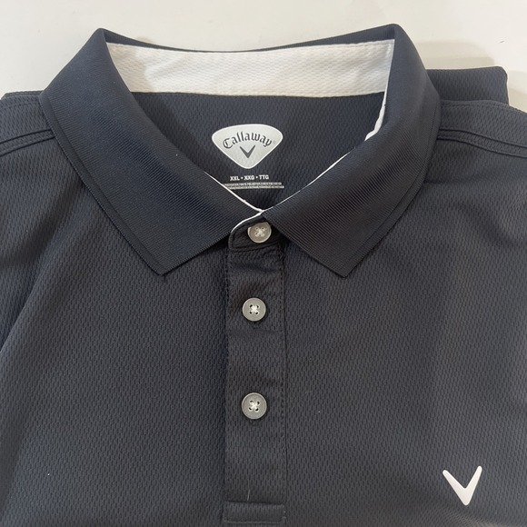 Callaway‎ Polo Shirt Men's XXL Black Solid 100% Polyester, Classic - Picture 1 of 8